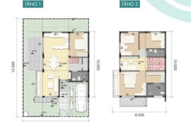 Mặt bằng biệt thự Semi-Detached