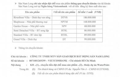 Thông báo chính thức nhận giữ chỗ