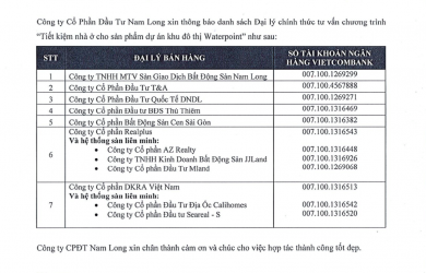 Đại lý phân phối Waterpoint Nam Long