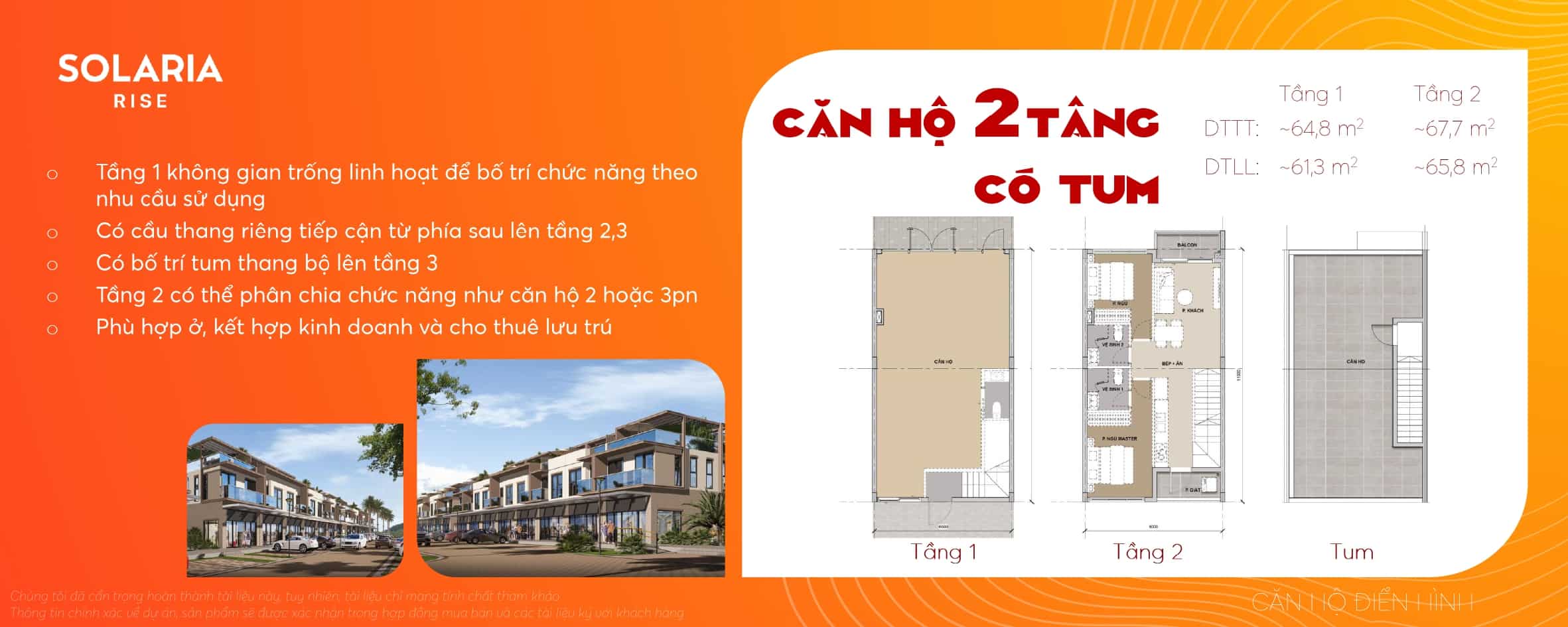 Căn hộ 2 tầng (+Tum) Solaria Rise