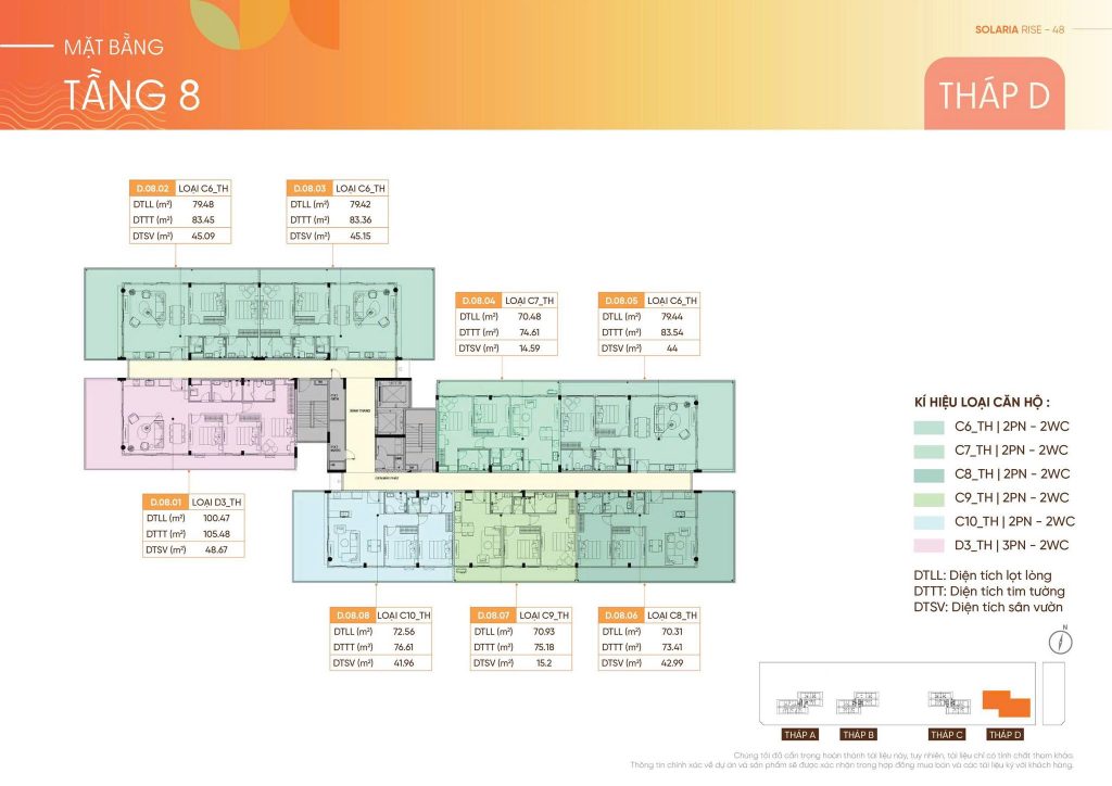 Mặt bằng tầng 8 toàn D Solaria Rise