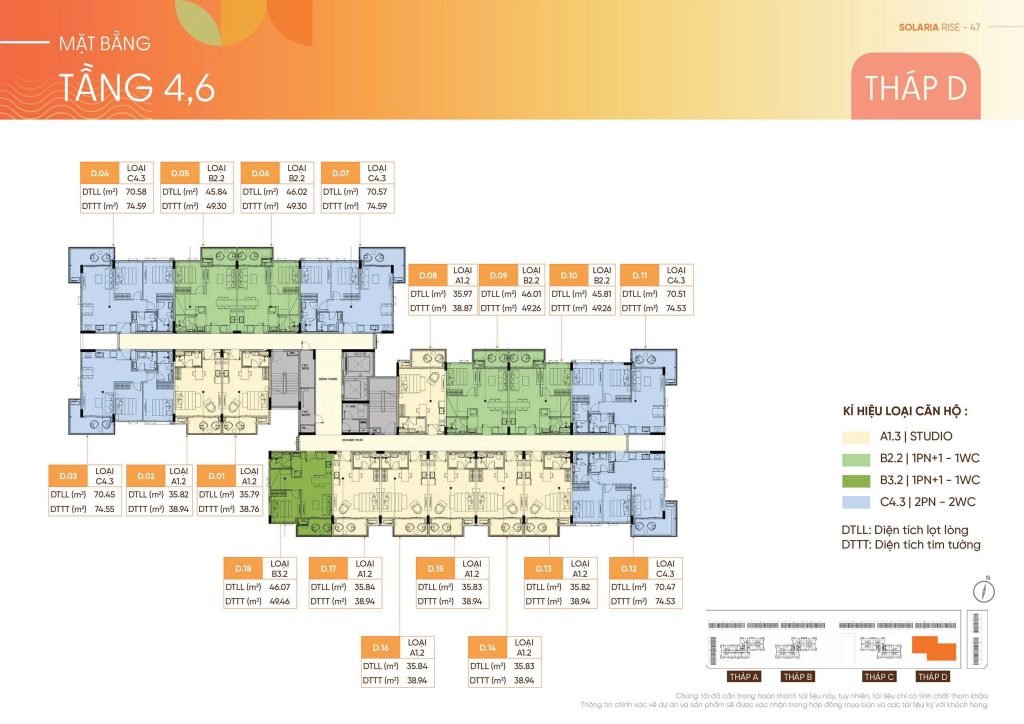 Mặt bằng tầng 4 và 6 toàn D Solaria Rise