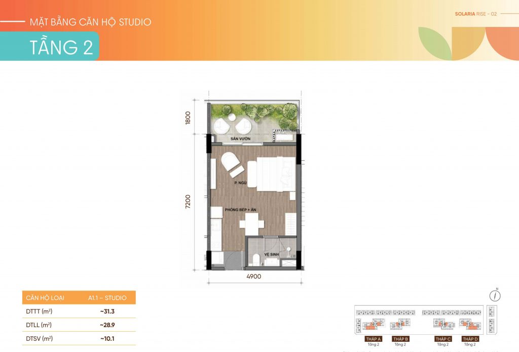 Căn hộ Studio Solaria Rise Waterpoint