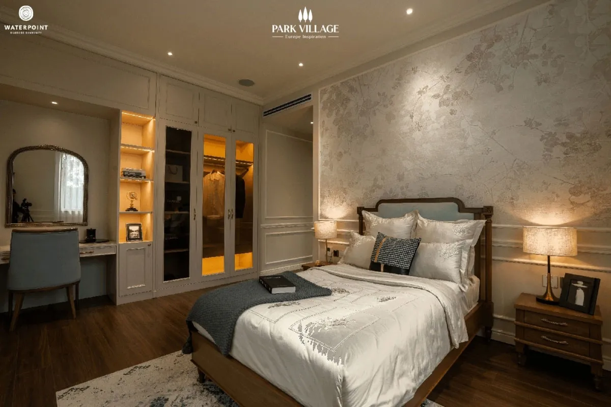 phòng ngủ tầng trệt Nhà mẫu The Pearl Waterpoint Nam Long