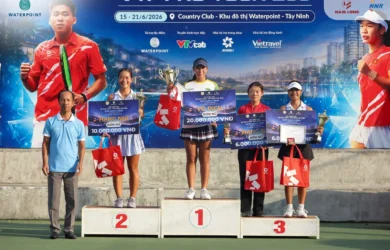 Trao giải đơn nữ VTF Pro Tour 200 Cúp Nam Long 2026 tại Khu đô thị Waterpoint.